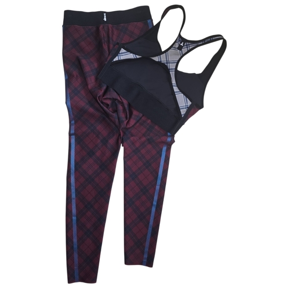 Ultracor Sprinter High Red Plaid Legging and Terrain Plaid Sports Bra Set Small - Picture 6 of 8